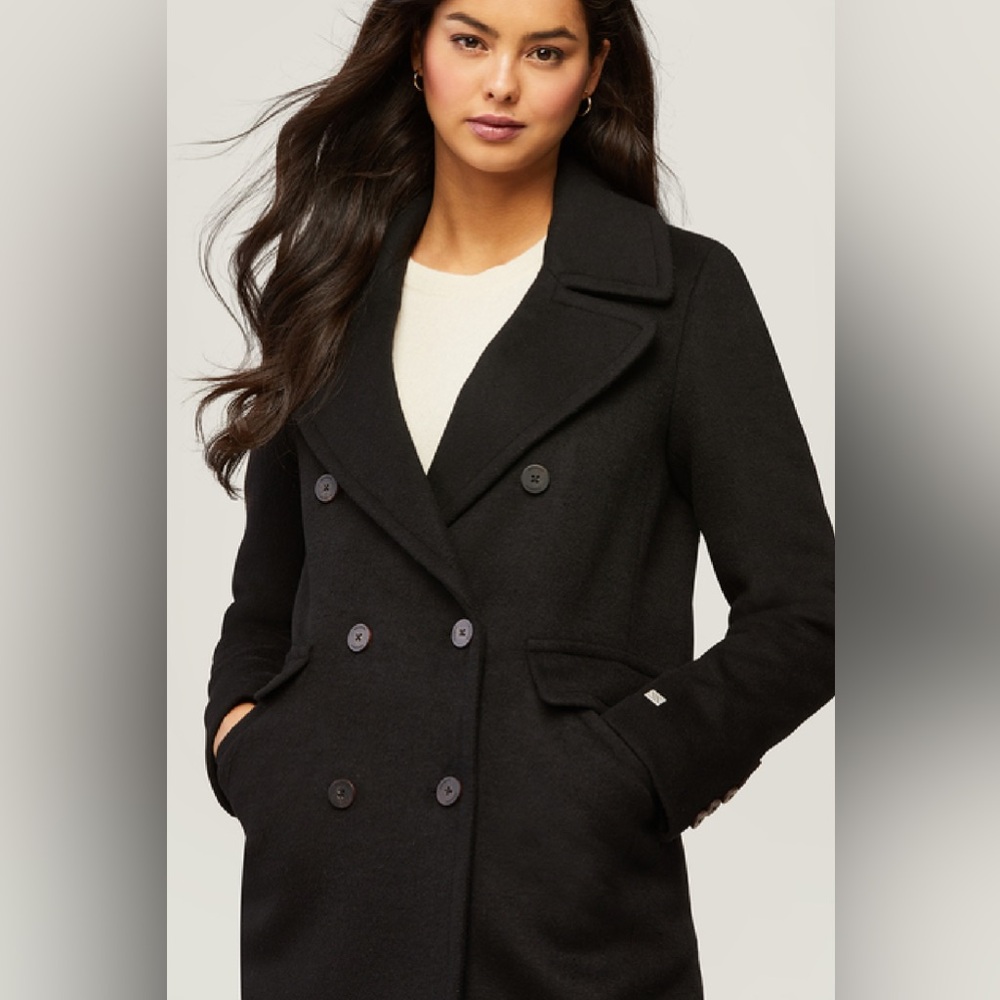 SOIA & KYO Evette Double Breasted Wool Blend Coat Black Size M NWOT - Picture 2 of 15